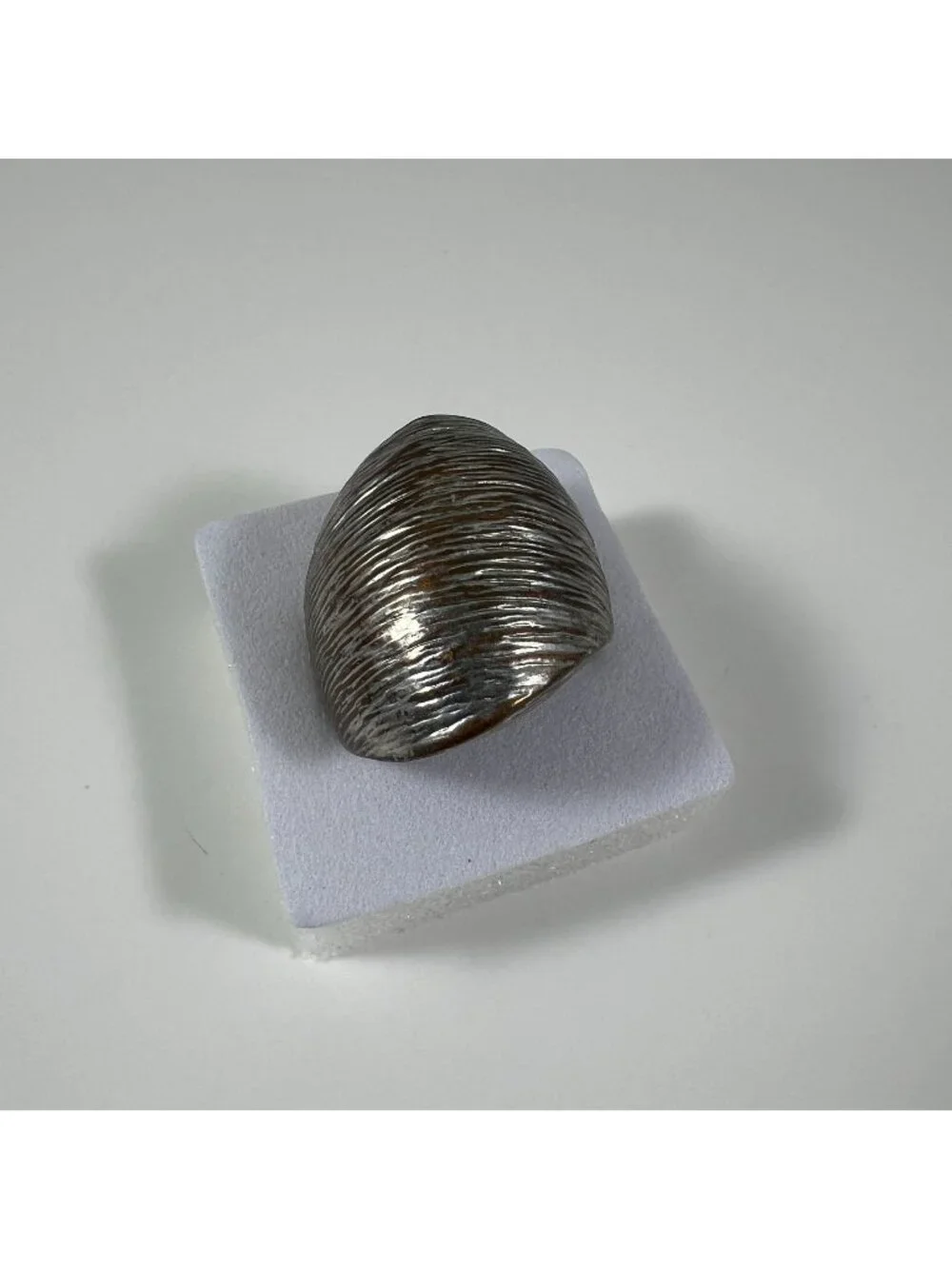 Vintage Silver-Tone Wide Textured Dome Ring - Picture 1 of 3